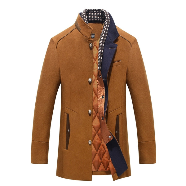 Men's quilted-lined wool winter coat – black – Edward Lawson