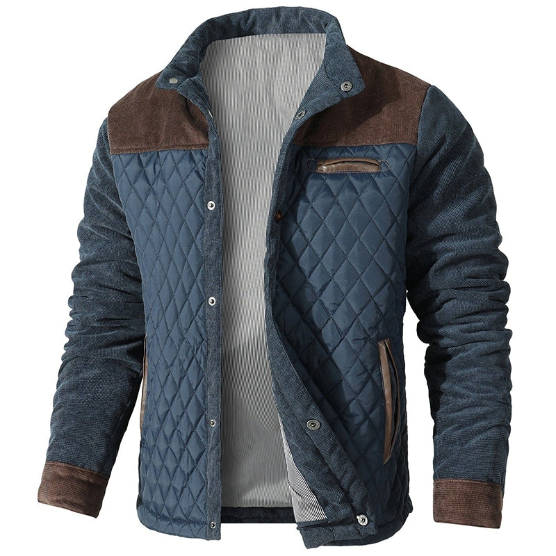 Men's plaid jacket with corduroy details – coffee blue – Edward Lawson