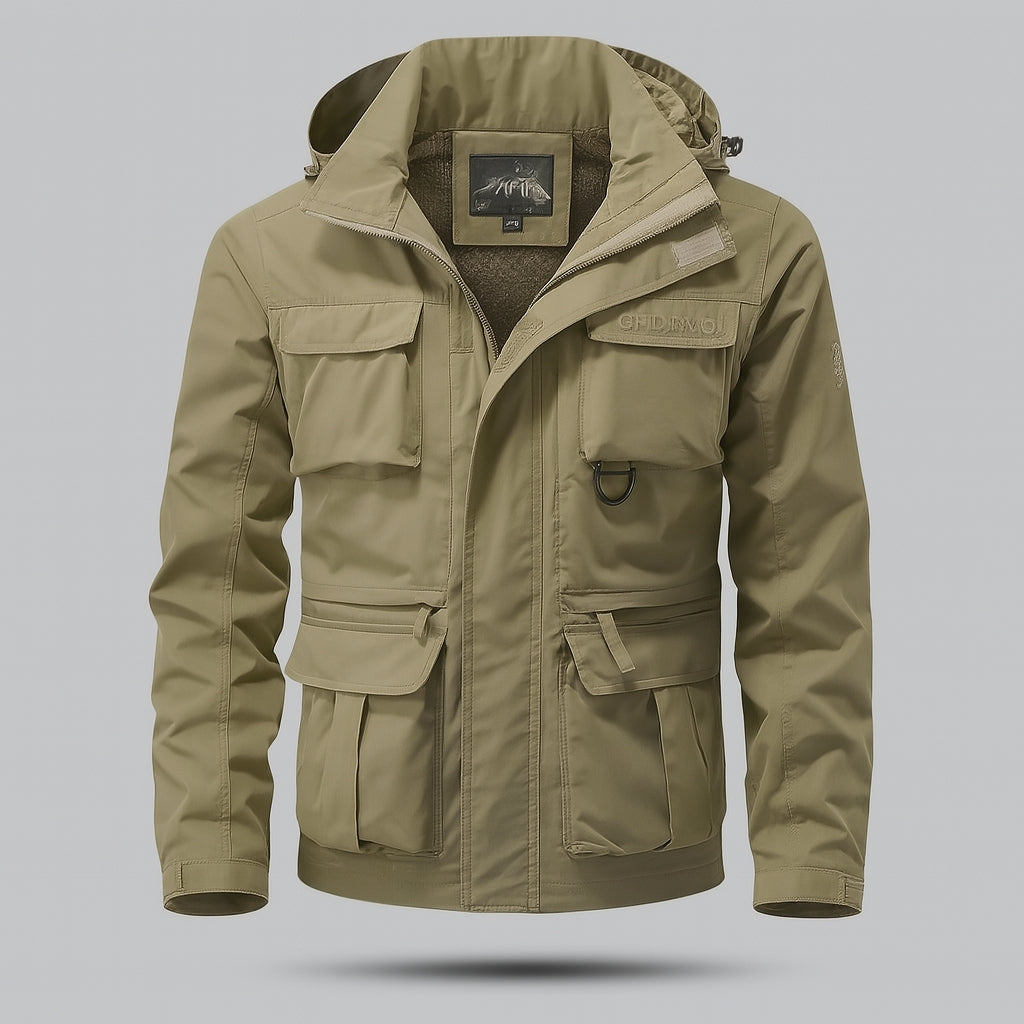 Men's waterproof military-inspired jacket – beige – Edward Lawson