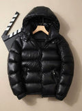 Men's gloss-finish duck-down puffer jacket – black – Edward Lawson