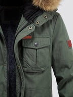 Men's windproof hooded parka – Green detail view – Edward & Lawsen