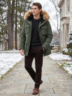 Men's windproof hooded parka – Green lifestyle view – Edward & Lawsen