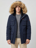 Men's windproof hooded parka – Navy front view – Edward & Lawsen