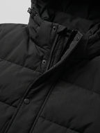 Men's water-resistant hooded puffer jacket – Black detail view – Edward & Lawsen