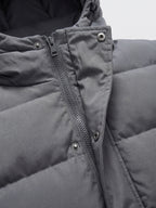 Men's water-resistant hooded puffer jacket – Gray detail view – Edward & Lawsen