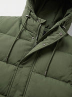 Men's water-resistant hooded puffer jacket – Green detail view – Edward & Lawsen