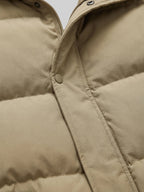 Men's water-resistant hooded puffer jacket – Khaki detail view – Edward & Lawsen