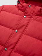 Men's water-resistant hooded puffer jacket – Red detail view – Edward & Lawsen