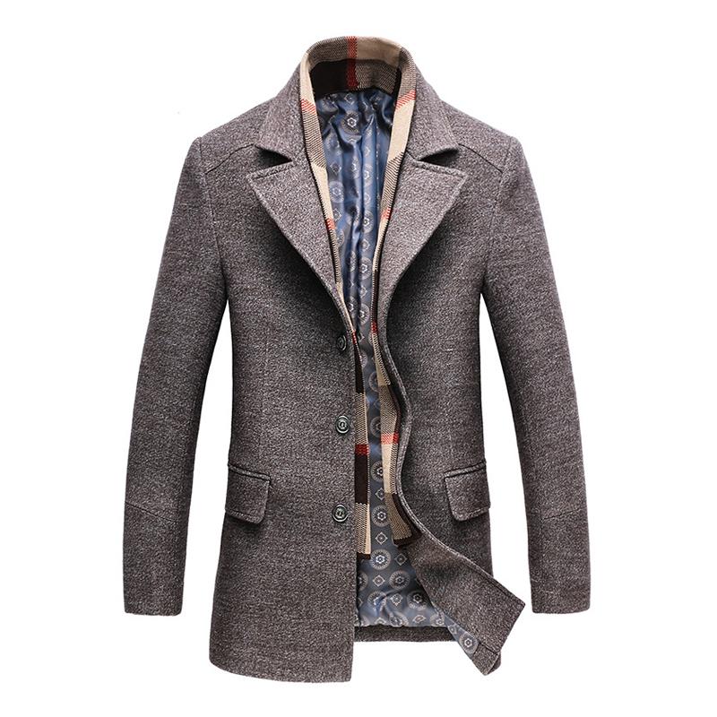 Men's wool-blend overcoat – brown – Edward Lawson