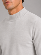 Men's slim fit mock neck sweater – Light Gray detail view – Edward & Lawsen
