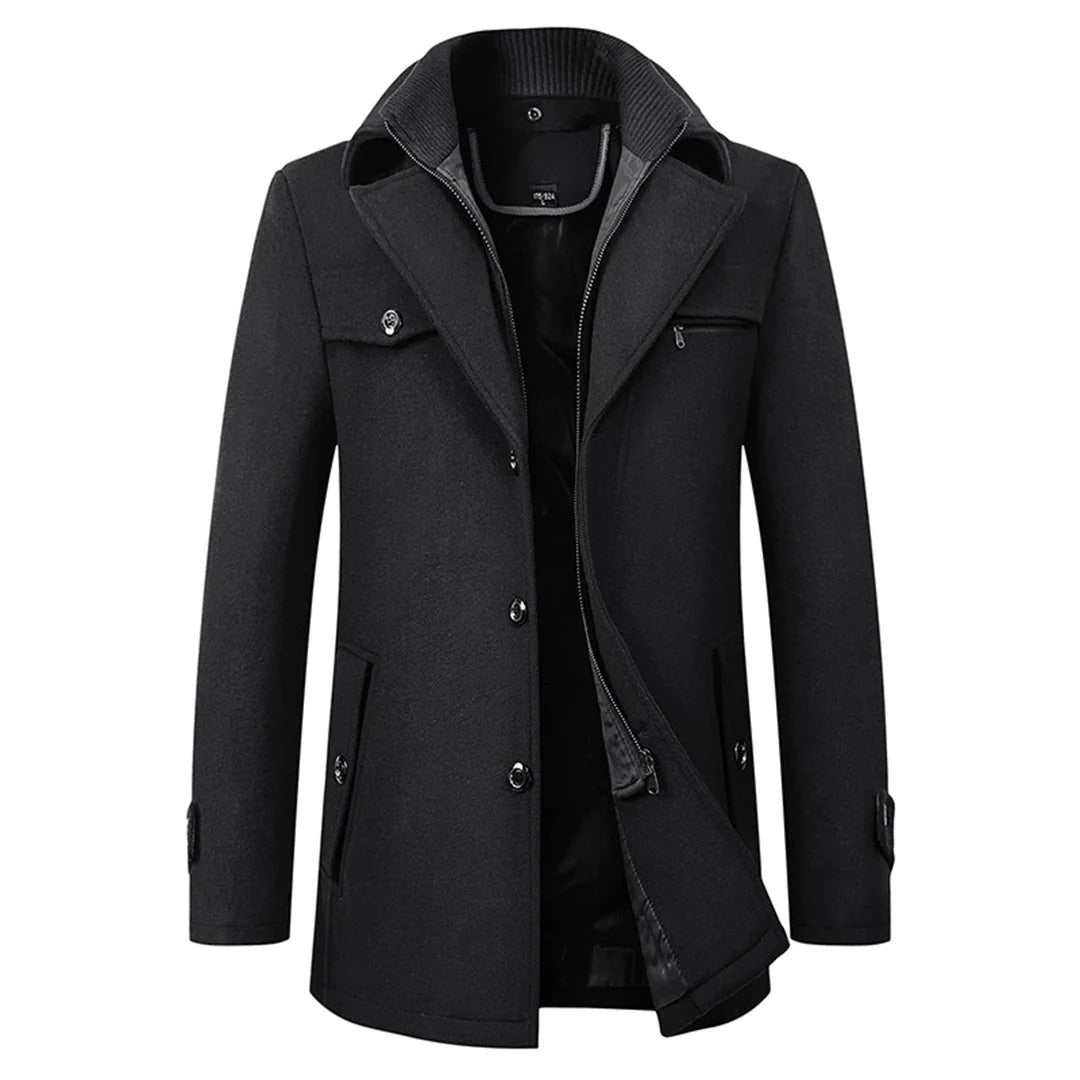 Men's wool-style winter coat – black – Edward Lawson