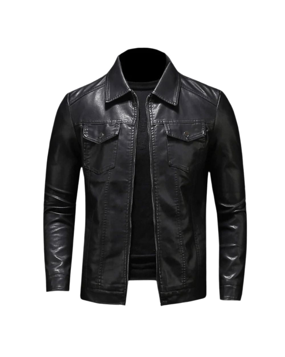 Men's vegan leather jacket – black – Edward Lawson