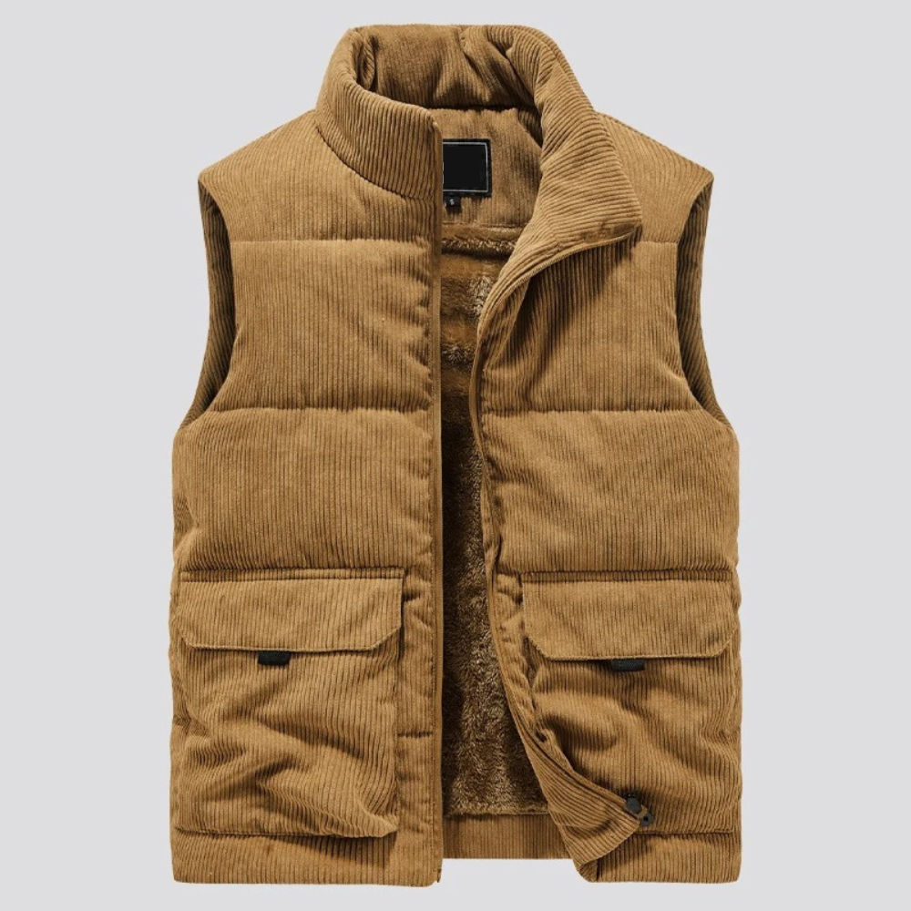 Men's corduroy vest – Khaki – Edward Lawson