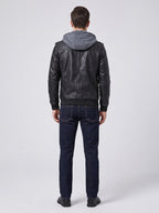 Men's PU leather motorcycle jacket – Black back view – Edward & Lawsen