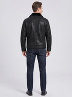 Men's slim fit bomber jacket – Black back view – Edward & Lawsen