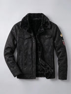 Men's slim fit bomber jacket – Black full view – Edward & Lawsen