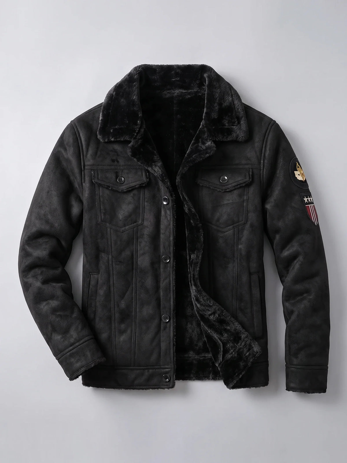 Men's slim fit bomber jacket – Black full view – Edward & Lawsen