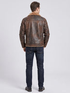 Men's slim fit bomber jacket – Brown back view – Edward & Lawsen