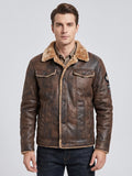 Men's slim fit bomber jacket – Brown front view – Edward & Lawsen