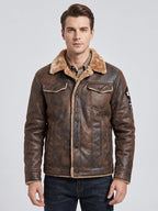Men's slim fit bomber jacket – Brown front view – Edward & Lawsen