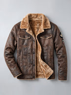 Men's slim fit bomber jacket – Brown full view – Edward & Lawsen