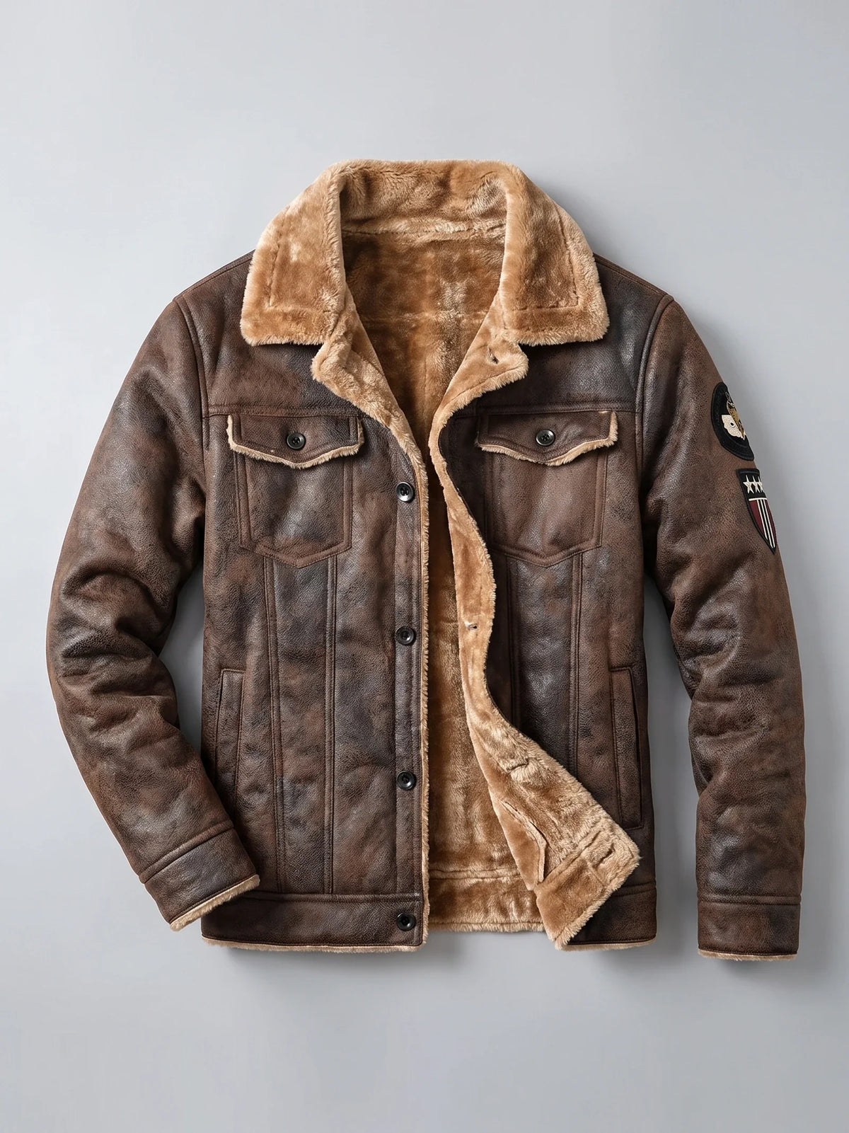 Men's slim fit bomber jacket – Brown full view – Edward & Lawsen