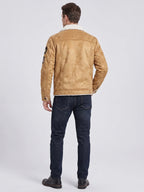Men's slim fit bomber jacket – Khaki back view – Edward & Lawsen