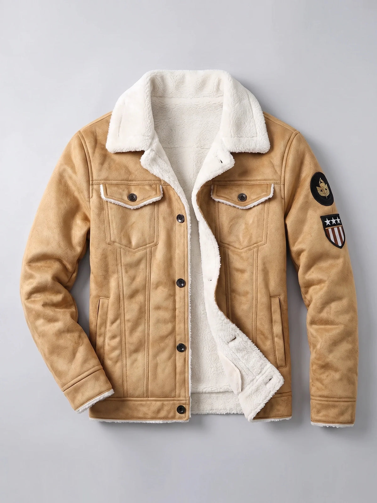 Men's slim fit bomber jacket – Khaki full view – Edward & Lawsen
