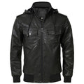 Men's hooded faux-leather jacket – black – Edward Lawson