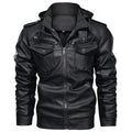 Men's hooded faux-leather utility jacket – black – Edward Lawson