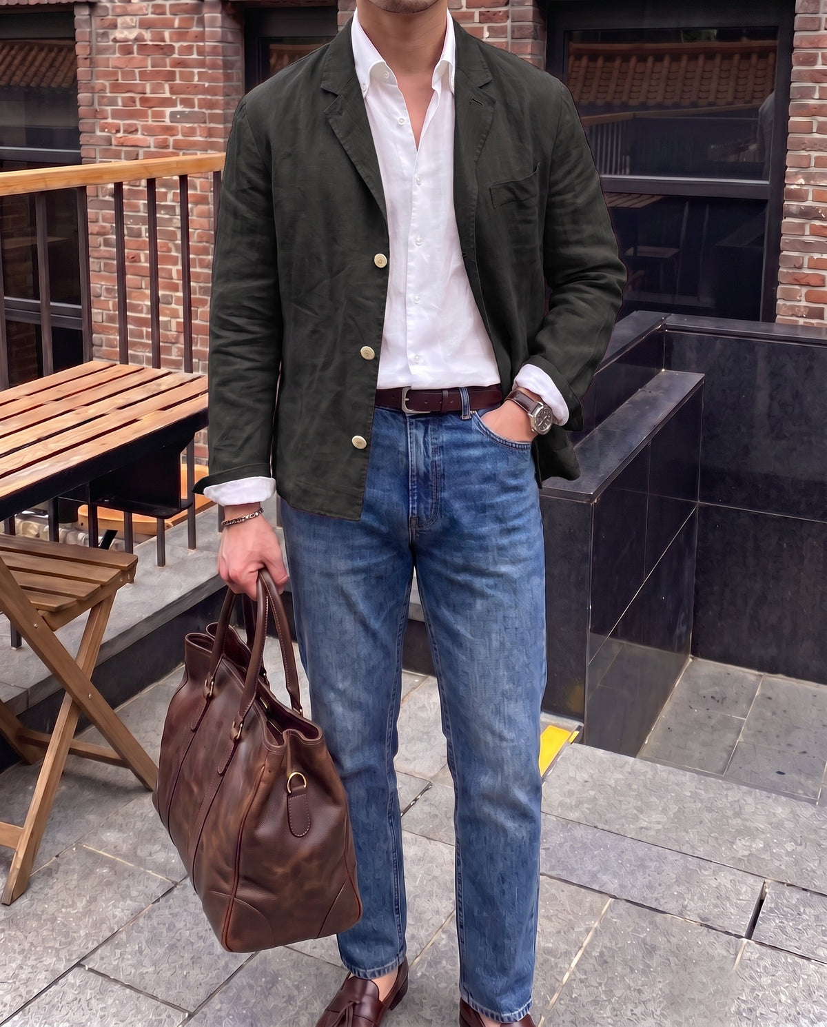 Men's lightweight linen blazer – black – Edward Lawson