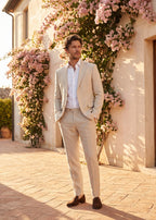 Men's two-piece linen-blend suit – blazer detail – Edward Lawson