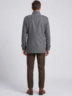 Men's long wool overcoat – Gray back view – Edward & Lawsen