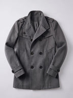 Men's long wool overcoat – Gray full view – Edward & Lawsen