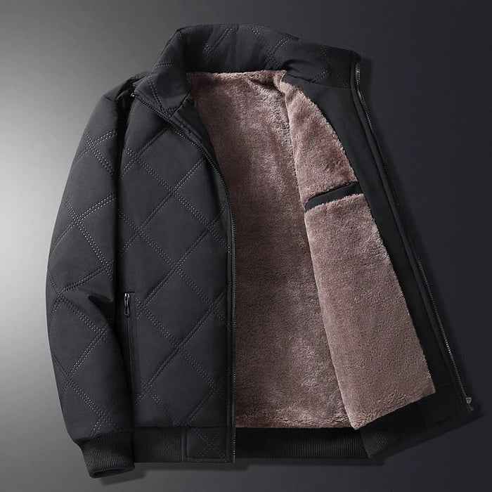 Men's quilted fleece-lined outdoor jacket – black – Edward Lawson