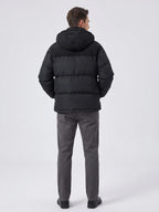 Men's padded puffer jacket – Black back view – Edward & Lawsen