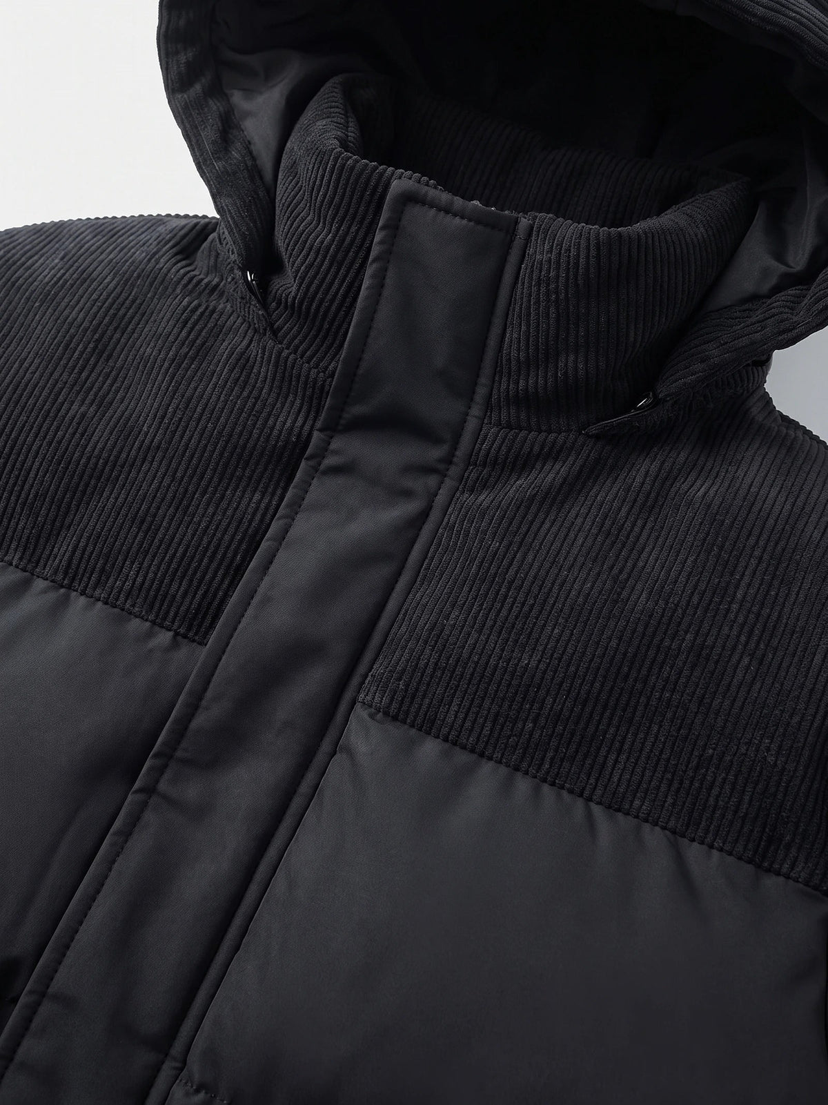 Men's padded puffer jacket – Black detail view – Edward & Lawsen