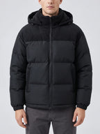 Men's padded puffer jacket – Black front view – Edward & Lawsen