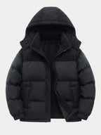 Men's padded puffer jacket – Black full view – Edward & Lawsen