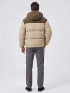 Men's padded puffer jacket – Khaki back view – Edward & Lawsen