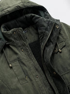 Men's fleece-lined hooded parka – Green detail view – Edward & Lawsen