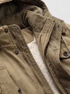 Men's fleece-lined hooded parka – Khaki detail view – Edward & Lawsen