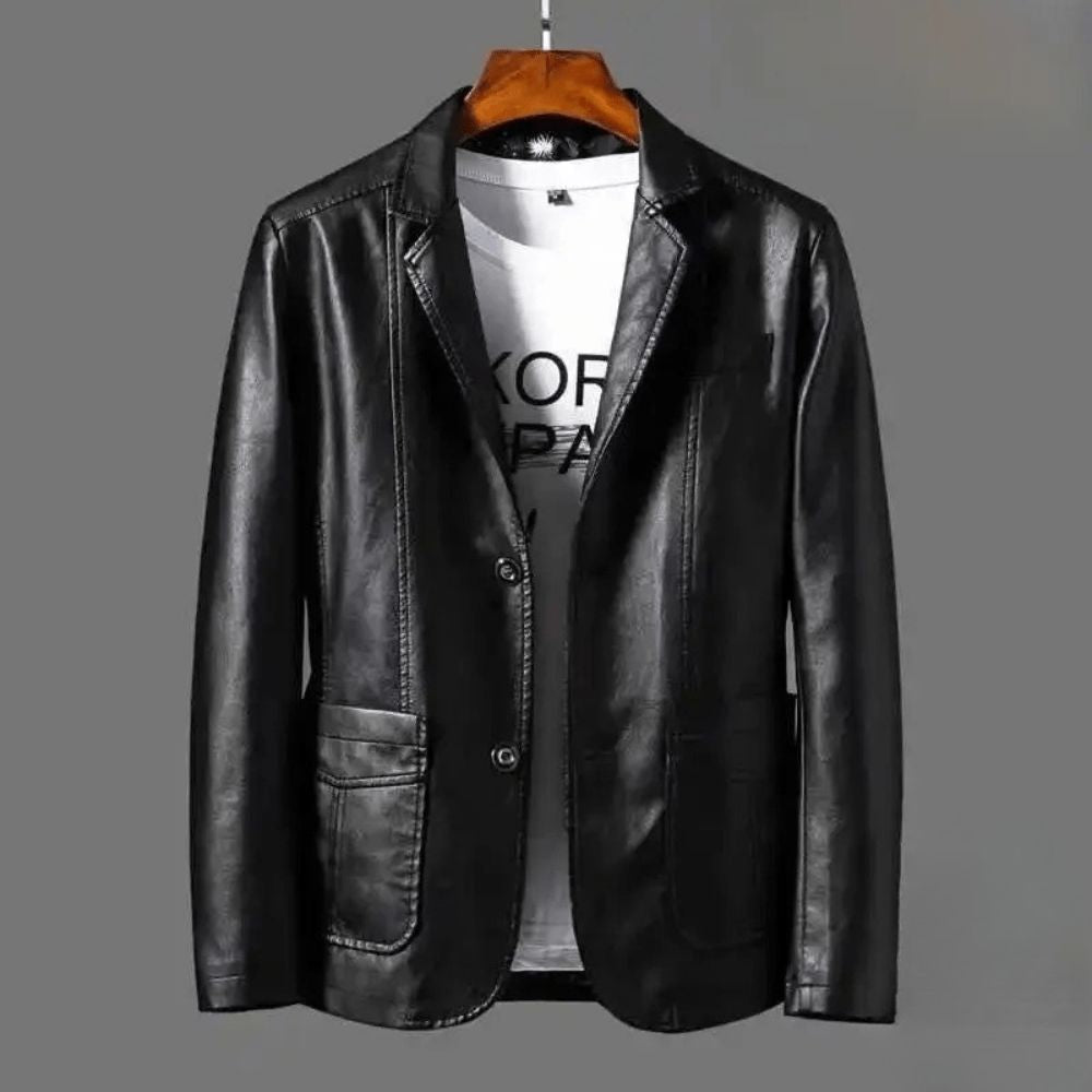 Men's leather blazer jacket – Black – Edward Lawson