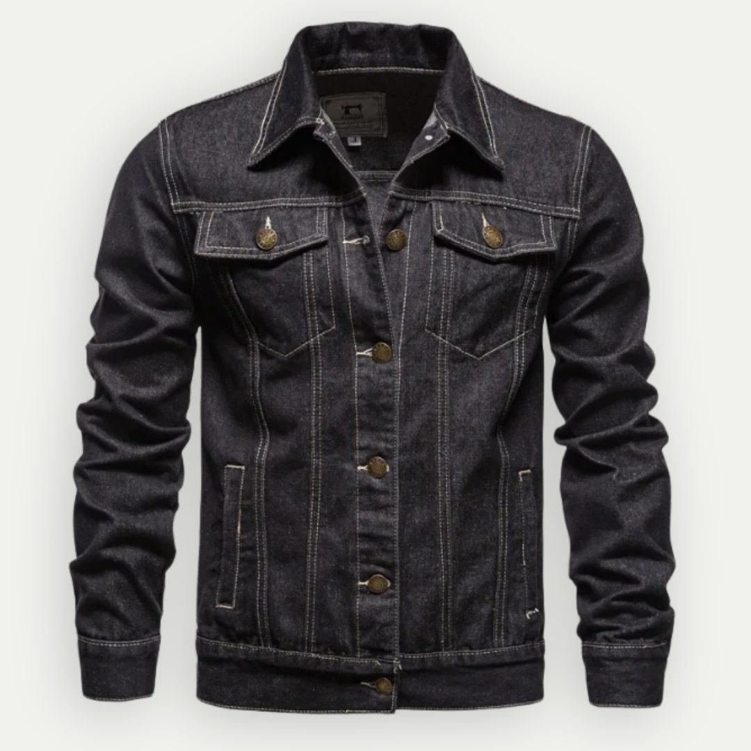 Men's classic denim trucker jacket – black – Edward Lawson