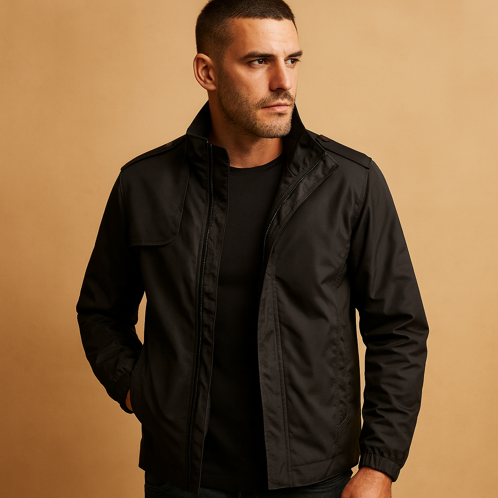 Men's lightweight stand-collar summer jacket – black – Edward Lawson