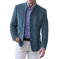 Men's suede stand-collar blazer – blue – Edward Lawson