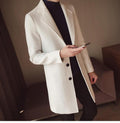 Men's long wool-blend overcoat – beige – Edward Lawson