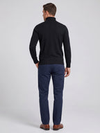 Men's slim fit turtleneck sweater – Black back view – Edward & Lawsen