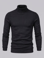 Men's slim fit turtleneck sweater – Black full view – Edward & Lawsen
