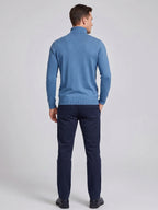 Men's slim fit turtleneck sweater – Blue back view – Edward & Lawsen